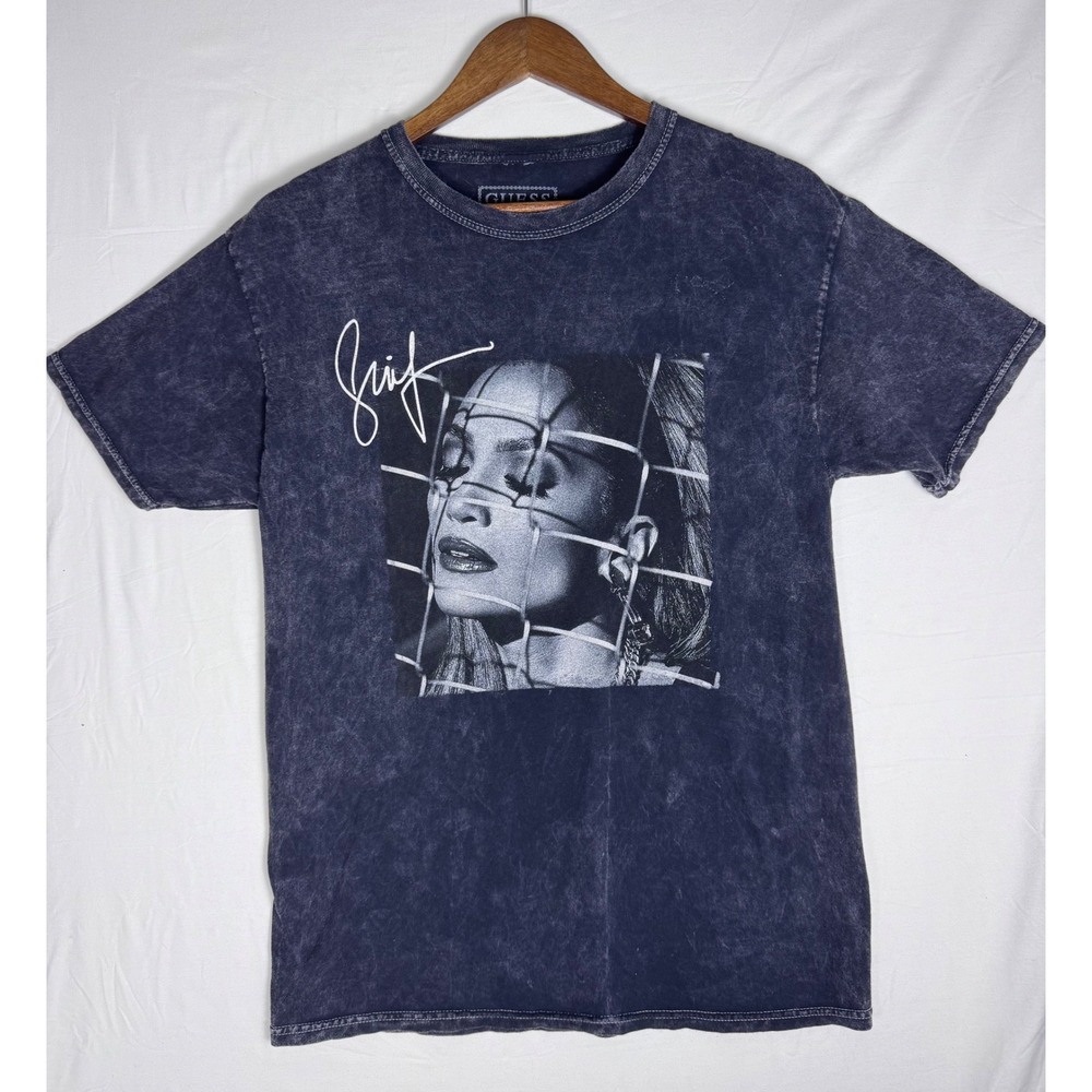 JLo Jennifer Lopez Acid Wash Guess Collab T Shirt Charcoal Grey Limited Tee M